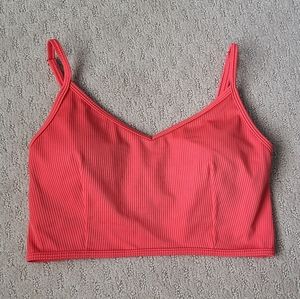 Kortni Jeane Ribbed Vibrant Coral swim top